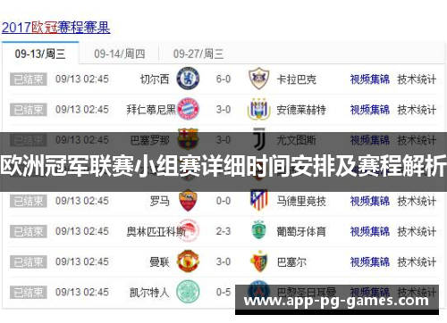 欧洲冠军联赛小组赛详细时间安排及赛程解析