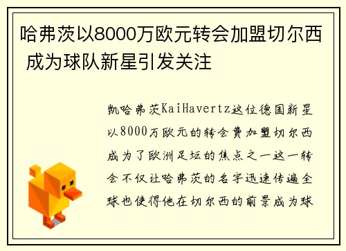 哈弗茨以8000万欧元转会加盟切尔西 成为球队新星引发关注