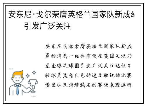 安东尼·戈尔荣膺英格兰国家队新成员引发广泛关注